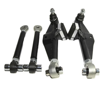 Brazos de control inferiores delanteros NEGRO + varillas de tensión de alto ángulo para 89-94 S240SX 180SX Foto 1 de 4