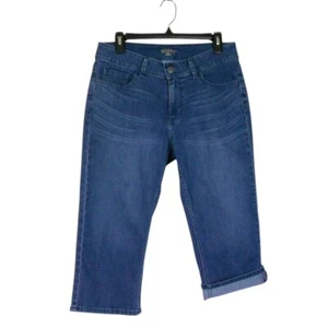 Pantalones de mezclilla Riders by Lee Capri para mujer 10 azules lavado medio elásticos adornados con tachuelas - Imagen 1 de 12
