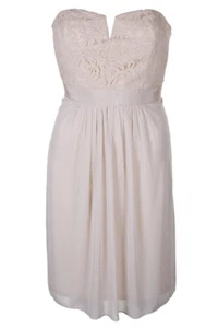 Adrianna Papell Almond Strapless Lace Tulle Dress 4 - Picture 1 of 3