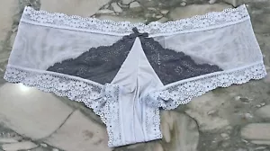 NEW Victoria Secret Very Sexy Lace & Mesh Peek-a-boo Cheeky - Flint Grey - XL - Picture 1 of 4