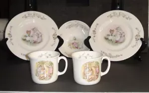 Beatrix Potter Royal Albert Bone China 1986 2 platos de ensalada, 2 tazas, 2 cuencos - Imagen 1 de 10