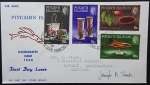 Pitcairn island Handicrafts 1968 air mail issue FDC signed Jennifer Toombs - Picture 1 of 1