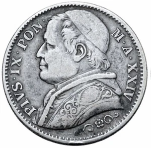 Italia, Estado Pontificio (Estados Pontificios). Pius IX AR 2 liras. Roma como nueva, 1869. - Imagen 1 de 2