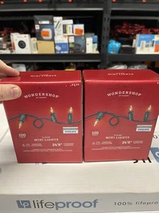 2 Clear Mini Lights Green Wire indoor Outdoor 24 FT Wondershop Phillips 100 ct - Picture 1 of 2