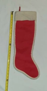 Vintage Faux Fur Plush Christmas Stocking White Fur Around Edges 23" Long  - Picture 1 of 3