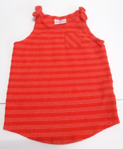 TODDLER GIRLS HANNA ANDERSSON RED STRIPED BOW TANK SHIRT TOP SIZE 12-24 MONTHS