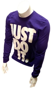 Nike Men's Graphic "Just Do It" Purple Long Sleeve Shirt Size Small - Picture 1 of 2