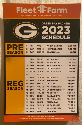 NEW 2023 Green Bay Packers 4” x 6” Schedule Refrigerator Magnet NFL Football Cover