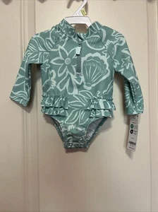 NWT Carters Baby Girl Swimsuit, Zipper Front Long Sleeve 3 Mos - Picture 1 of 2