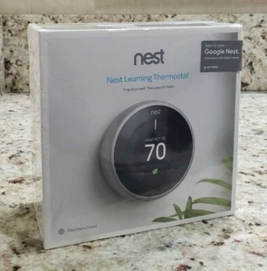 NEST Learning Thermostat T3007ES (3rd Gen) Stainless Steel - Sealed NEW - Picture 1 of 6