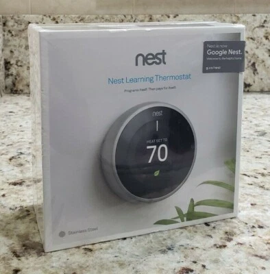 NEST Learning Thermostat T3007ES (3rd Gen) Stainless Steel - Sealed NEW - Image 1 of 4