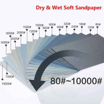 80 to 10000 Grit Wet & Dry Soft Sandpaper Polishing Sanding Sheets 280*230mm All - Image 1 of 4