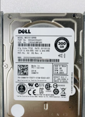 0NWH7V Dell 300GB 15KRPM 6Gb/s 2.5" SAS ENTERPRISE Hard Drive HDD - Image 1 of 4