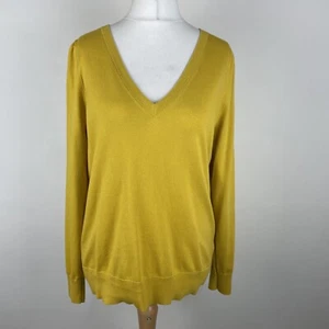 BODEN Jumper Womens L Large Mustard V Neck Long Sleeve Cotton Classic Capsule - Picture 1 of 12