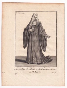 Gravure XVIIIe Chevalier Ordre du Chardon Order of the Thistle Écosse Scotland - Picture 1 of 8
