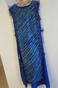 Vestido Chanderi Algodón Kameez Trajes Cosido Indio Paquistaní Usar Corte Recto  - Imagen 1 de 10