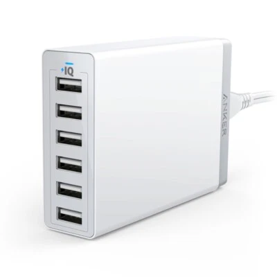 Anker A1701011 60W 6-Port USB-A Wall Charger - White - Image 1 of 2
