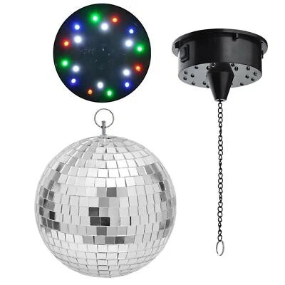 6-Inch 8-Inch Mirror Ball Portable 18 LED Lights for Disco Night Clubs DJ 12inch - Image 1 of 4