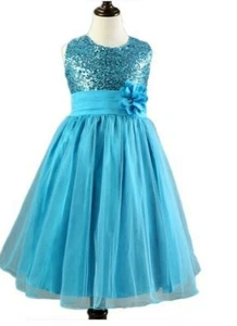 Blue Party Sequin Dress Sleeveless For Toddler Girl By Styles I Love.Com - Picture 1 of 4