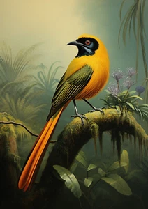Bird of Paradise,Exotic Jungle Bird Poster , Wall Art Print, Tropical Bird Print - Picture 1 of 4
