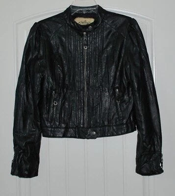 CHAQUETA CORTA HEART SOUL BOMBERS GRANDE NEGRA IMITACIÓN CUERO CIERRES DE CREMALLERA Foto 1 de 3