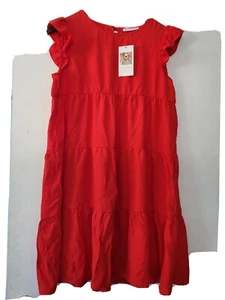 KIRUNDO Women’s Summer Dress Sleeveless Ruffle Sleeve Round Neck Mini Dress Sz S - Picture 1 of 5