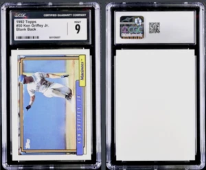 POP 1! RARE Error Card BLANK BACK  1992 Topps #50 Ken Griffey Jr. CGC 9 Mint HOF - Picture 1 of 6