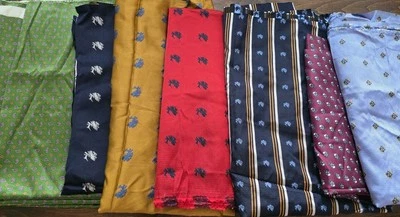 Beautiful Lot Of 8 Large Pieces Of SILK fabric remnants - Image 1 of 4