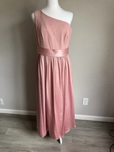 NWT White Vera Wang Ballet Pink Satin One Shoulder Bridesmaid Dress Womens 12 - Picture 1 of 9