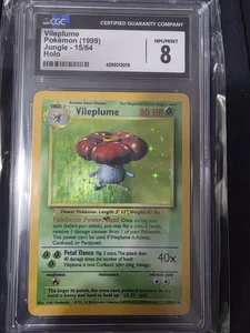 Pokémon TCG Vileplume Jungle 15/64 Holo Unlimited Holo Rare CGC 8 Graded Error - Bild 1 von 2