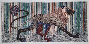 INOUITOOSH Wolle/Seide unglaublicher Schal mit einem Löwenbild. - Bild 1 von 14