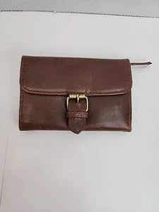 Fatface braun Kastanie Leder SCHNALLE CLUTCH Geldbörse 3,75 x 5,5 - Bild 1 von 11