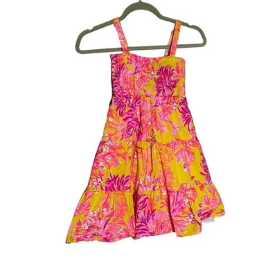 Vestido Lilly Pulitzer Rosa Amarillo Estampado Floral Informal Sin Mangas Talla Grande Foto 1 de 4