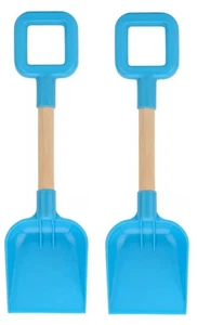 2 x Kids Beach Spades Wooden Handles 35.5cm Boys Girls Sand Spade, Pick a Colour - Picture 1 of 7