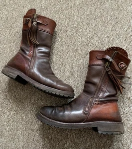 Botas de Motocicleta de Cuero Vintage Reino Unido 9/9.5 Hechas a Mano Re-suela Caza Equitación - Imagen 1 de 7