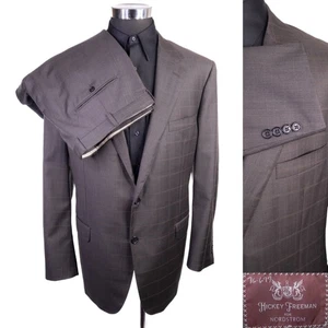 Hickey Freeman 2-teiliger Anzug braun kariert Jacke Blazer Gr. 46R Hose 40X31 Wolle gebraucht, in einwandfreiem Zustand - Bild 1 von 18