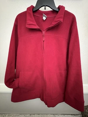 Merona Women’s Full-Zip Fleece Jacket Size 4 Red (Cherry) Mock Neck Pock - Image 1 of 4