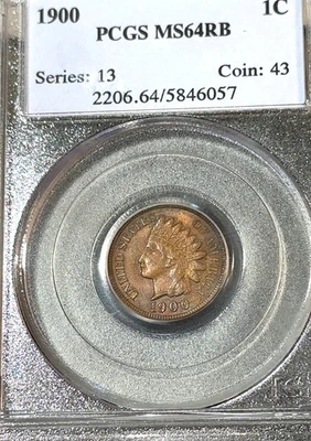 1900 Indian Cent PCGS MS64RB Super Best Price Ebay* CHRC - Image 1 of 2