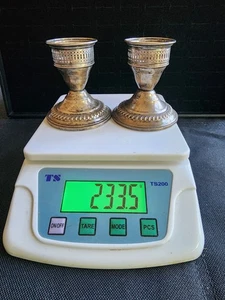 Antique Sterling Silver Wieghted Candlestick Holders Marked/Tested+ - Picture 1 of 2