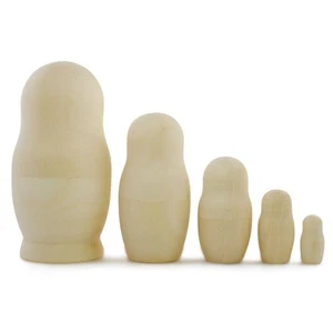 Set of 5 Unfinished Wooden Nesting Dolls DIY Craft Blank... ainting 5.75 Inches - Picture 1 of 5