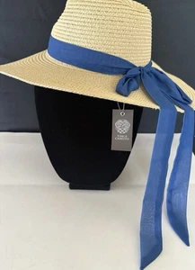 Vince Camuto Tan straw Hat One size Blue Ribbon. - Picture 1 of 9