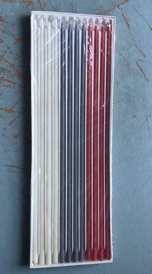 New, sealed 12 colonial Skinny candle tapers. Red, white and blue. Patriotic - Image 1 of 4