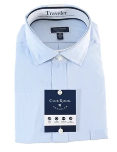 Club Room Mens Dress Shirt New 2XL 18 34/35 Blue Stripe Regular Fit Traveler - Picture 1 of 7