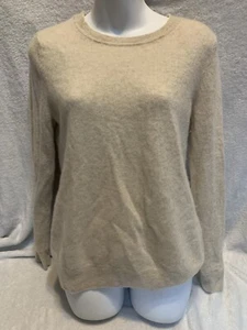 Tahari 100% 2-ply Cashmere Beige Crew neck Sweater Size L EUC - Picture 1 of 13