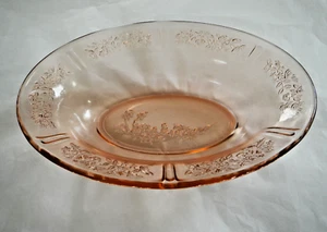 VTG - FEDERAL GLASS - PINK DEPRESSION - OVAL SERVING BOWL - SHARON CABBAGE ROSE - Picture 1 of 17