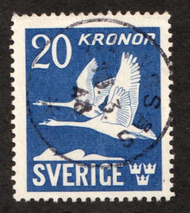 1942 Sweden Sverige Sc# C8c (air mail) 20 Krone, Flying Geese. Used Cv$13.50 - Picture 1 of 1