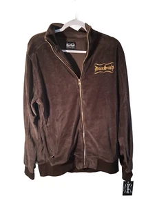 Dogg Supply by Snoop Dogg Mens Medium Velour Jacket Brown Full Zip Long Sleeve - Picture 1 of 5