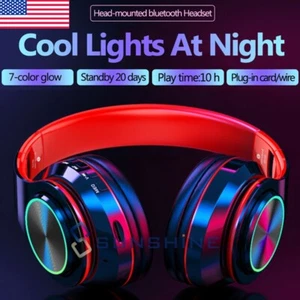Pro Bass Wireless Bluetooth Headphones Foldable Stereo Earphones Headsets Mic - Picture 1 of 16