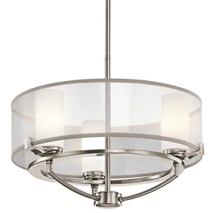 Lampadario Contemporaneo Saldana Metallo Peltro Classico Tessuto 3 Luci G9 3 Led - Foto 1 di 1