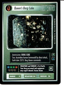 STAR TREK CCG PRIMER CONTACTO TARJETA RARA CUBO BORG DE REINA - Imagen 1 de 1